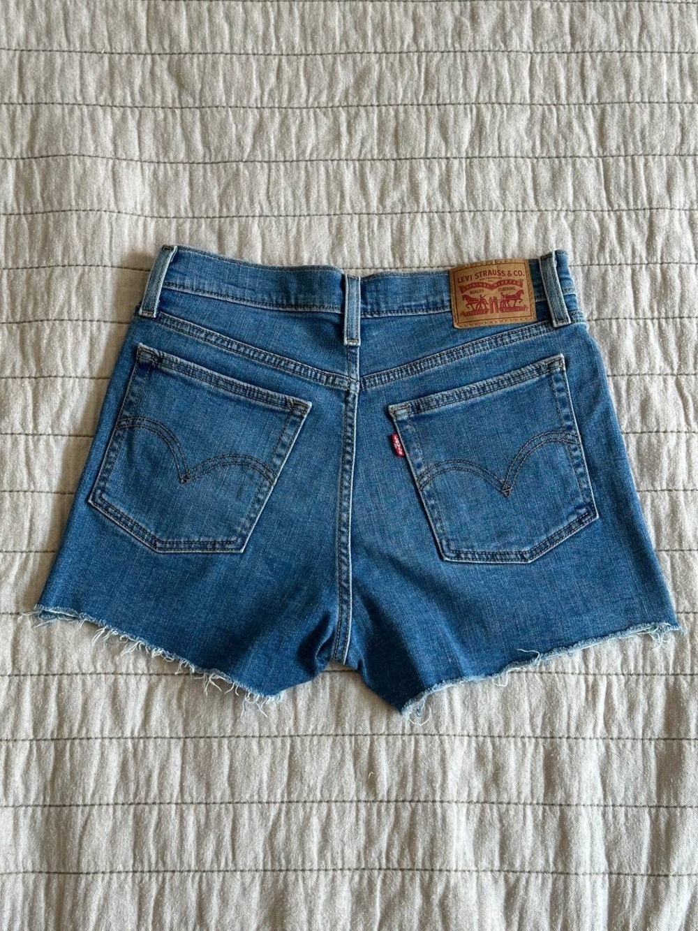 Levi's Light Blue Distressed Denim Shorts - Picture 2 of 4